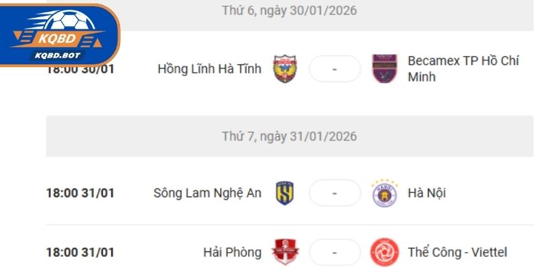 Lịch thi đấu bóng đá Việt Nam theo từng giải đấu